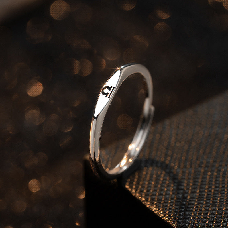 Fashion Zodiac Sign 925 Sterling  Silver Adjustable Ring