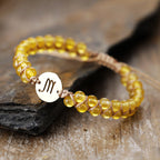 Handmade Natural Stone Zodiac Sign Adjustable String Bracelet