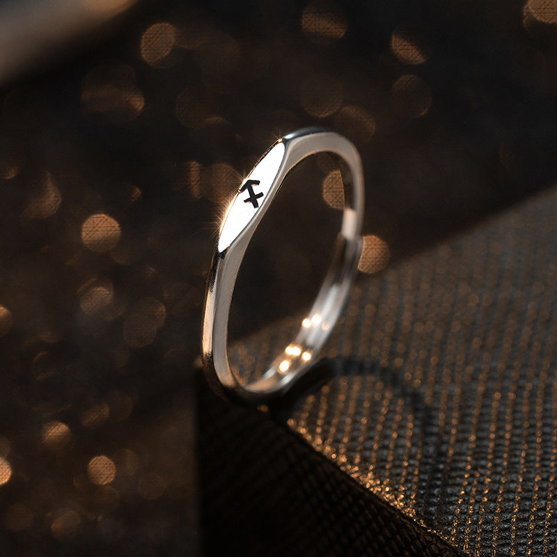 Fashion Zodiac Sign 925 Sterling  Silver Adjustable Ring