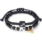 Fashion Natural Stone Zodiac Sign Two Pieces Bracelets For Men And Women