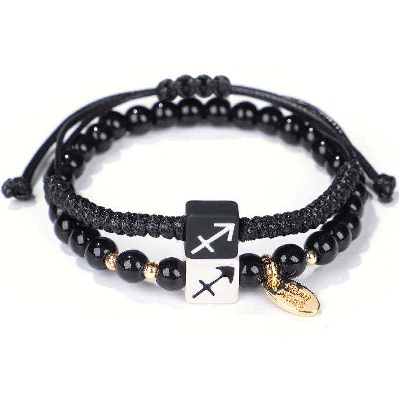 Fashion Natural Stone Zodiac Sign Two Pieces Bracelets For Men And Women