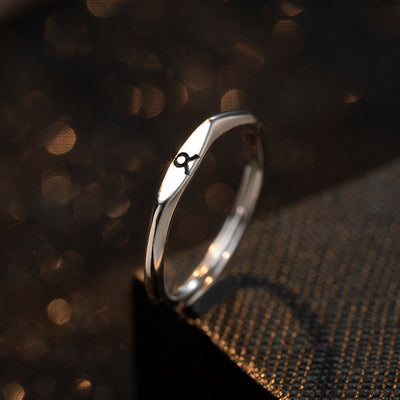Fashion Zodiac Sign 925 Sterling  Silver Adjustable Ring