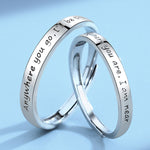 Meaningful 999 Sterling Silver Love Letter Couple Adjustable Rings