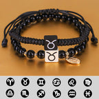 Fashion Natural Stone Zodiac Sign Two Pieces Bracelets For Men And Women