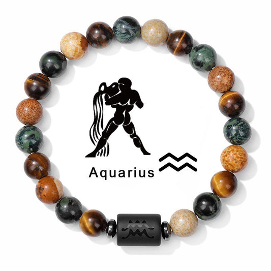 Fashion Natural Stone Zodiac Sign Bracelet