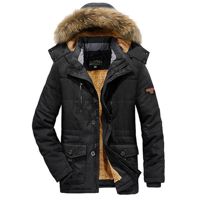 Classic Solid Color Men's Mid-Length Coat With Back Hat