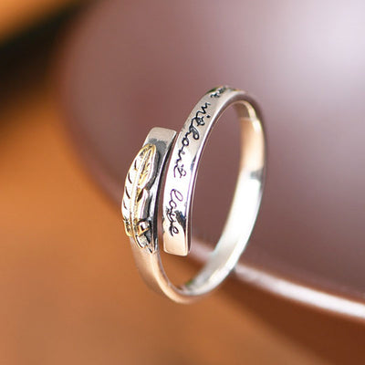 Neat And Clean 925 Sterling Silver Golden Leaf Ring