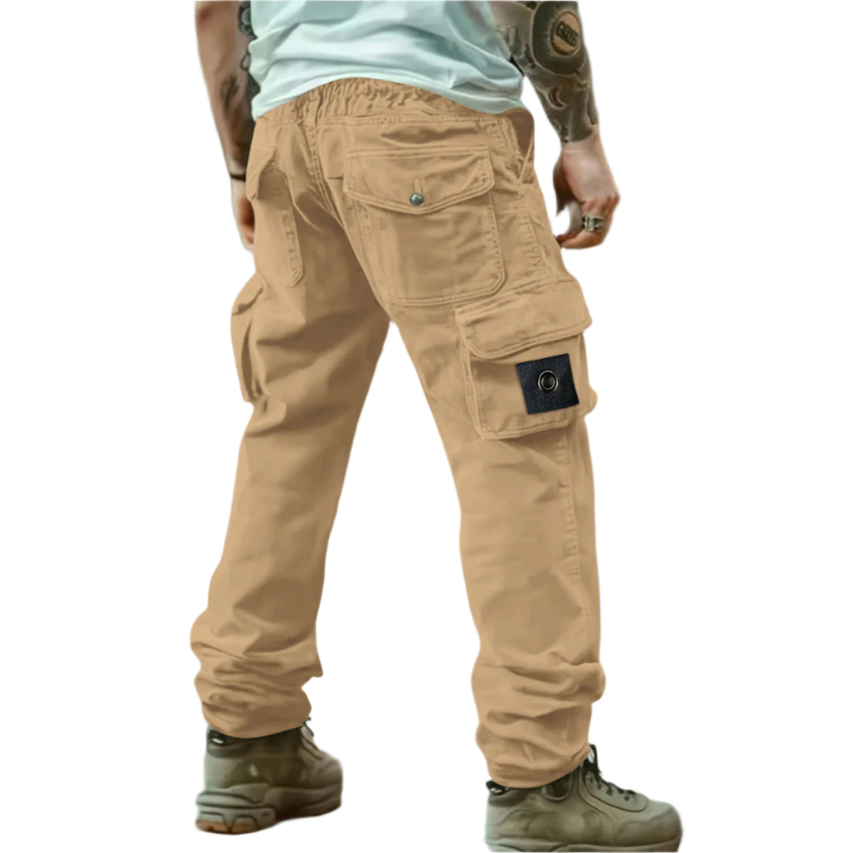 Fashion Solid Color 100% Cotton Casual Loose Men's Cargo Pants