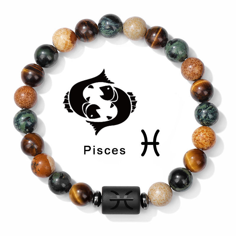 Fashion Natural Stone Zodiac Sign Bracelet