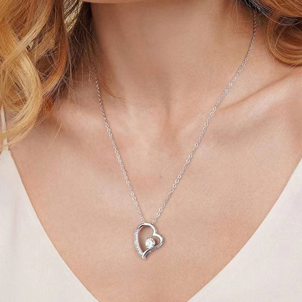 Gorgeous 925 Sterling Silver Heart Necklace With Wooden Led Light Box