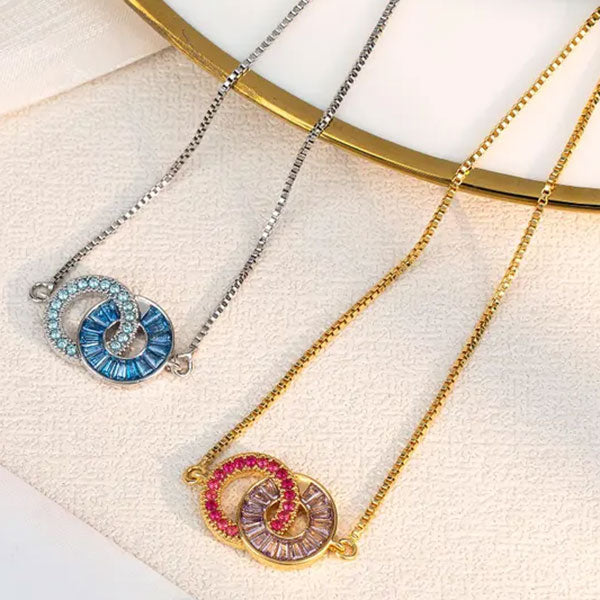 Customize  Birthstone Linking Circles Bracelets For Family Members Couples And Friends