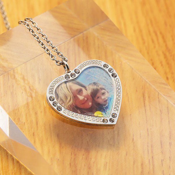 Personalized Photo Heart Shape Pendant Necklace For Couples And Family Members
