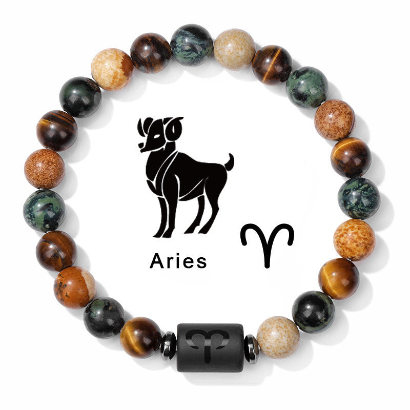 Fashion Natural Stone Zodiac Sign Bracelet