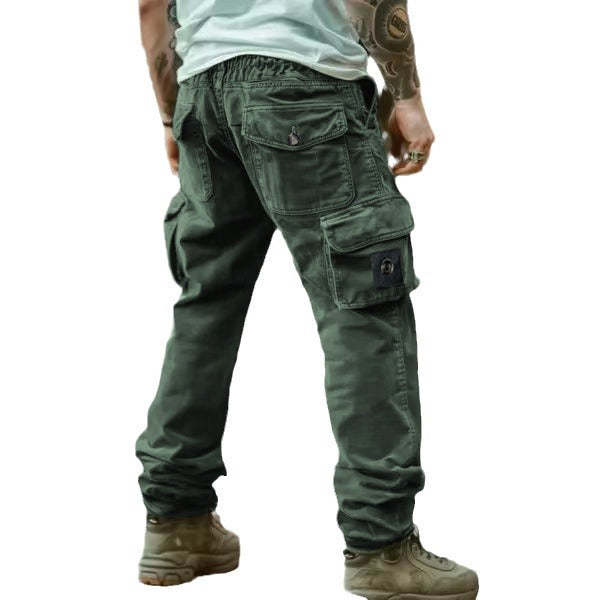 Fashion Solid Color 100% Cotton Casual Loose Men's Cargo Pants