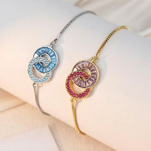 Customize  Birthstone Linking Circles Bracelets For Family Members Couples And Friends