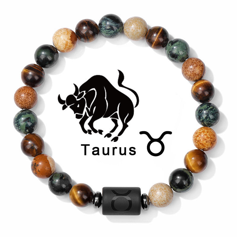 Fashion Natural Stone Zodiac Sign Bracelet