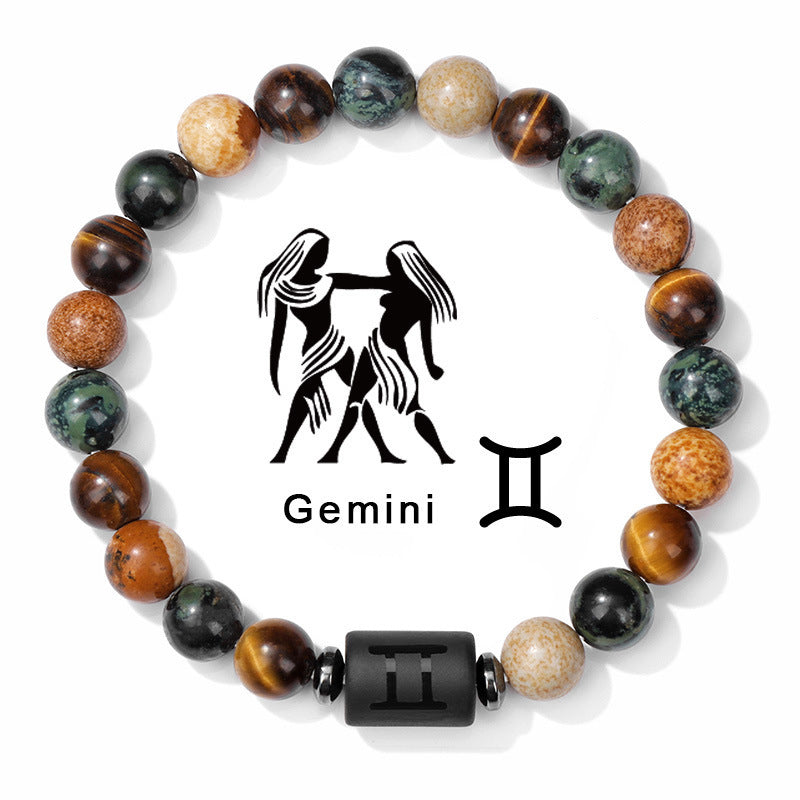 Fashion Natural Stone Zodiac Sign Bracelet