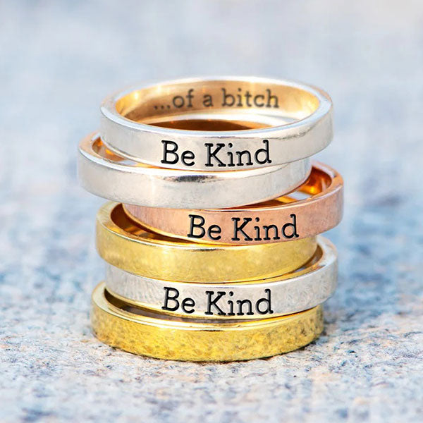 Fashion 925 Sterling Silver Be Kind Letter Fun Ring