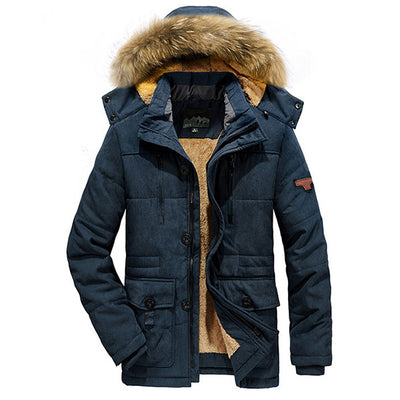 Classic Solid Color Men's Mid-Length Coat With Back Hat