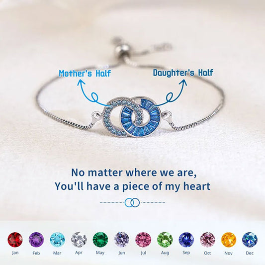 Customize  Birthstone Linking Circles Bracelets For Family Members Couples And Friends