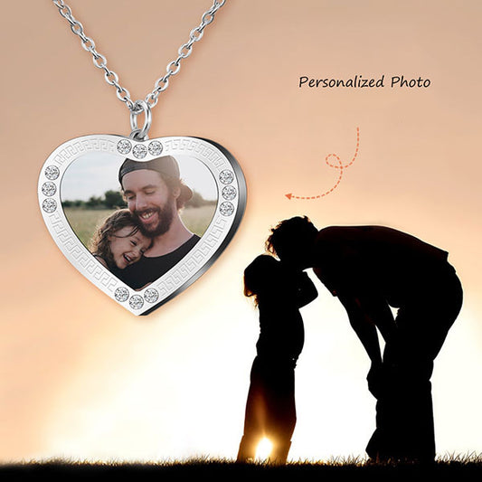 Personalized Photo Heart Shape Pendant Necklace For Couples And Family Members