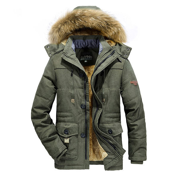 Classic Solid Color Men's Mid-Length Coat With Back Hat