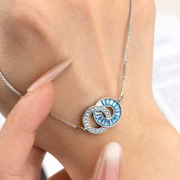 Customize  Birthstone Linking Circles Bracelets For Family Members Couples And Friends