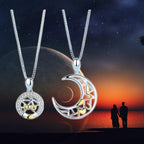 Cute 925 Sterling Silve I Love You Letter Moon And Star Couple Necklace