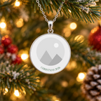 Personalized Christmas Photo Circle Pendant Necklace