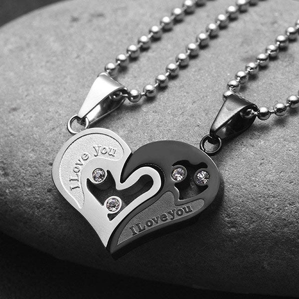 Fashion Match Heart Shape Titanium Steel Couple Necklace