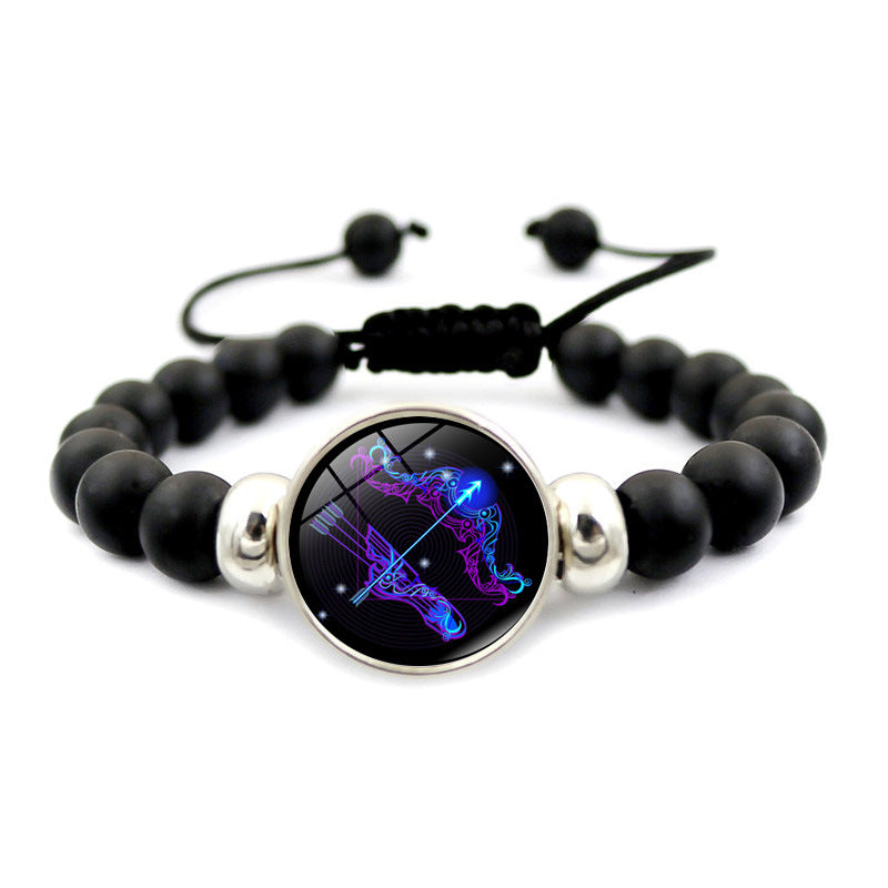 Fashion Charm Element Adjustable String Blue Zodiac Sign Luminous Bracelet