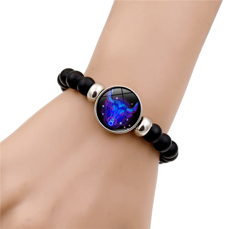 Fashion Charm Element Adjustable String Blue Zodiac Sign Luminous Bracelet