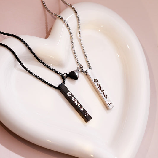 Fashion Customize Name Match Hearts Couple Necklace