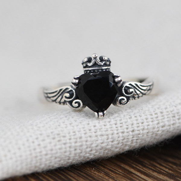 Fashion Crown And Wing Shape 925 Sterling Silver Adjustable Ring For Women