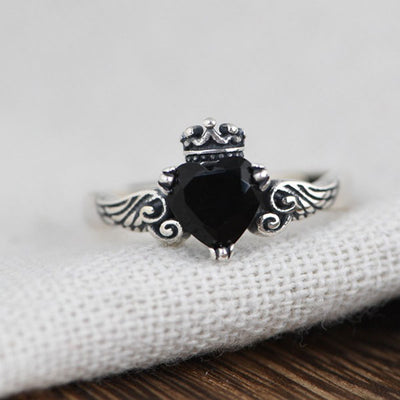 Fashion Crown And Wing Shape 925 Sterling Silver Adjustable Ring For Women