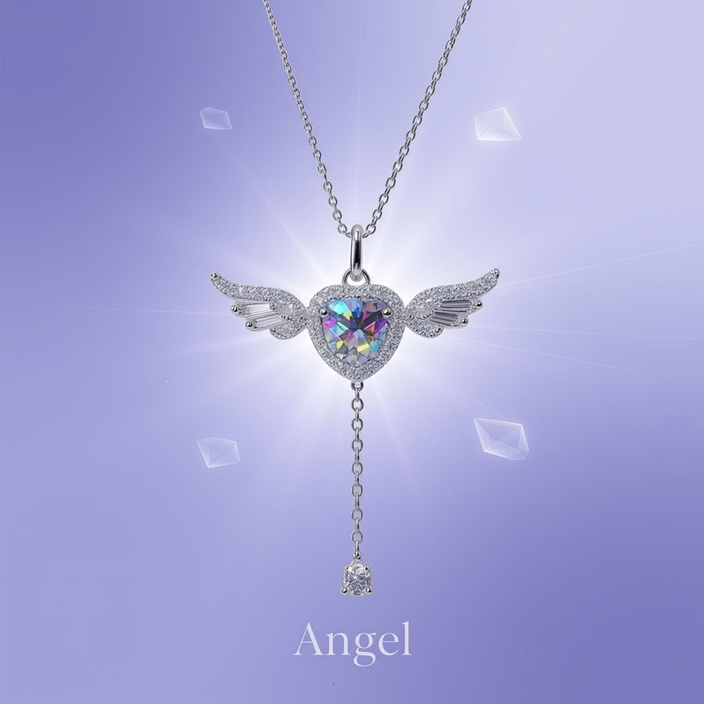 Angel Wing That Can Move Moissanite Diamond Necklace