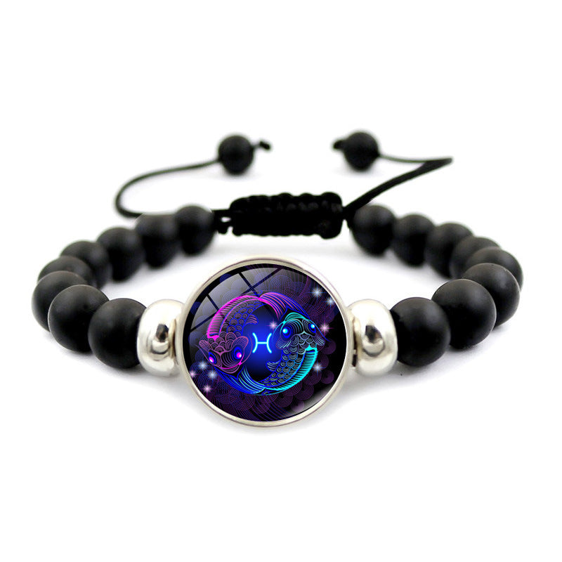 Fashion Charm Element Adjustable String Blue Zodiac Sign Luminous Bracelet