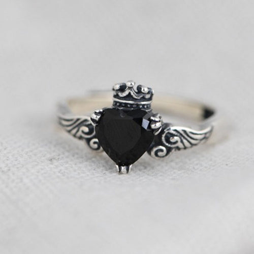Fashion Crown And Wing Shape 925 Sterling Silver Adjustable Ring For Women