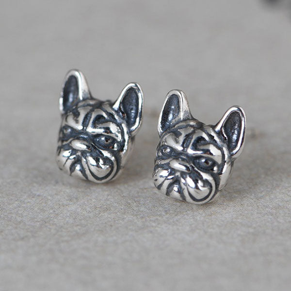 Fashion Dog Head Shape 925 Sterling Silver Earrings Price A Pair