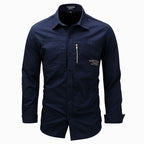 Front Zipper Solid Color Men's Shirt