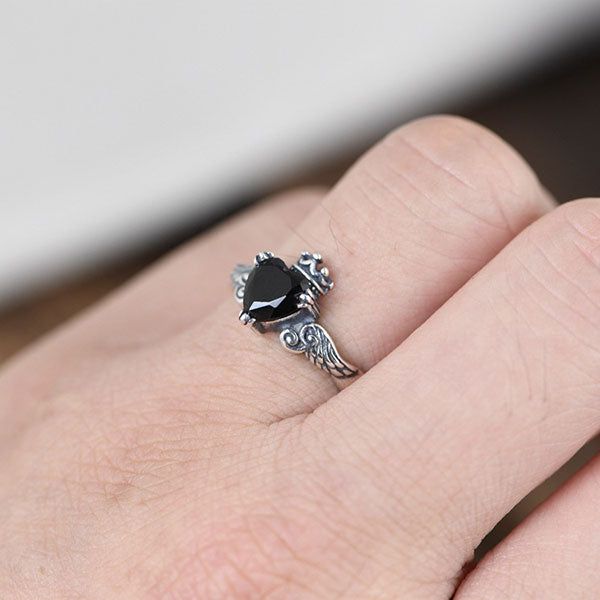 Fashion Crown And Wing Shape 925 Sterling Silver Adjustable Ring For Women