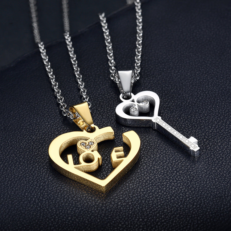 Love Letter Lock And Key Couple Necklaces (Price A Pair)