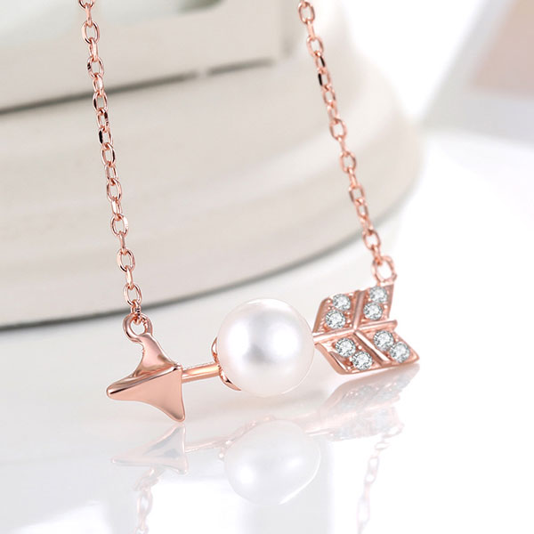 Fashion Cupid's Arrow 925 Sterling Silver Gold Plated Necklace