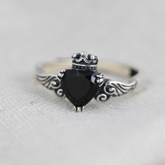 Fashion Crown And Wing Shape 925 Sterling Silver Adjustable Ring For Women