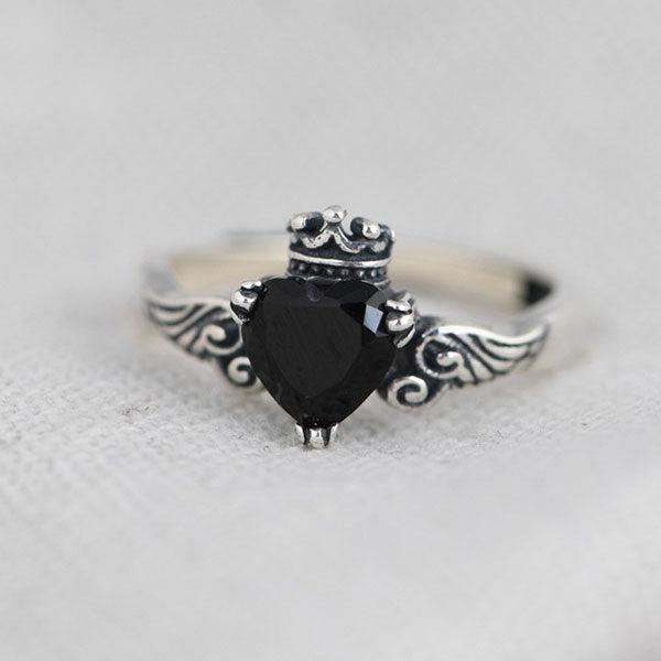 Fashion Crown And Wing Shape 925 Sterling Silver Adjustable Ring For Women