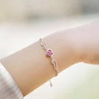 Gorgeous Angel Wing Heart Shape Stone 925 Sterling Silver Platinum Plated Bracelet