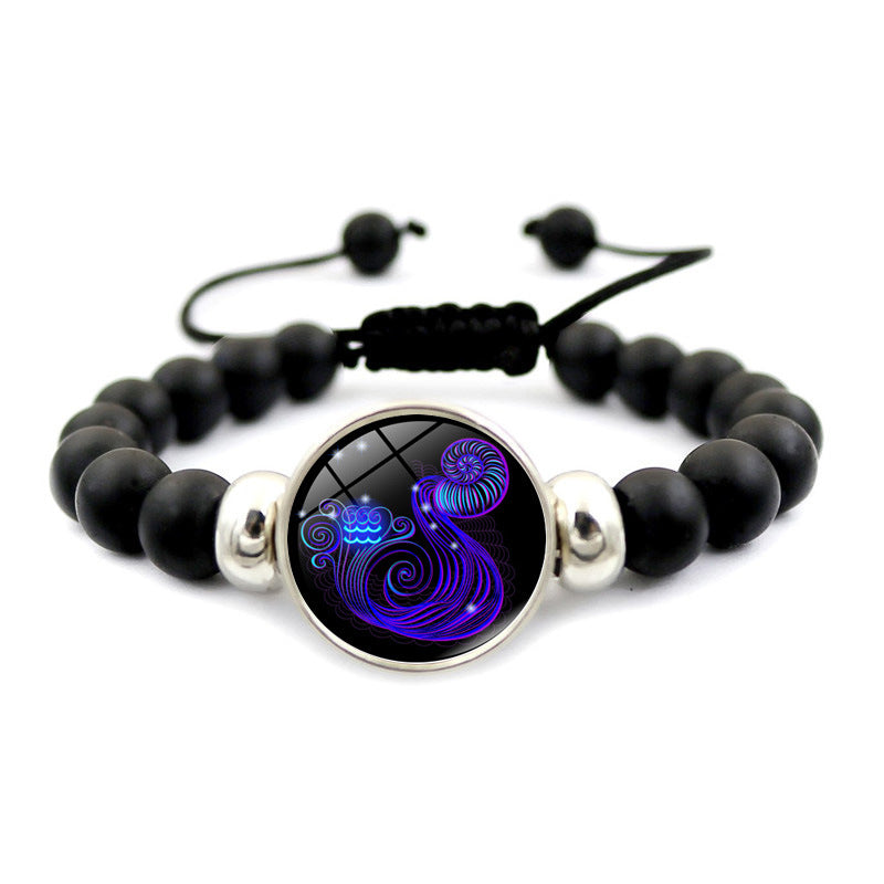 Fashion Charm Element Adjustable String Blue Zodiac Sign Luminous Bracelet