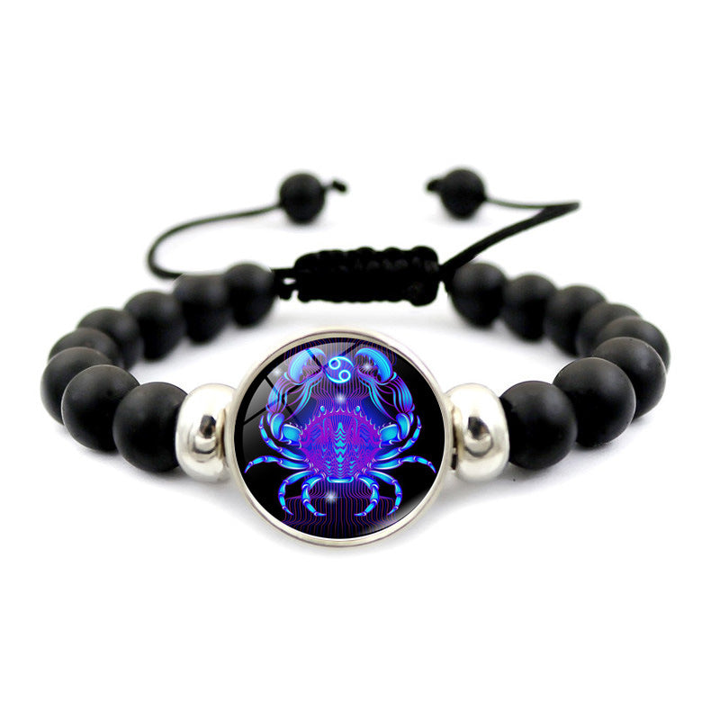 Fashion Charm Element Adjustable String Blue Zodiac Sign Luminous Bracelet