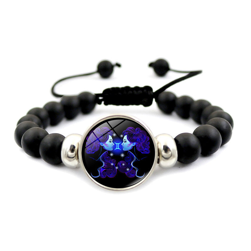 Fashion Charm Element Adjustable String Blue Zodiac Sign Luminous Bracelet