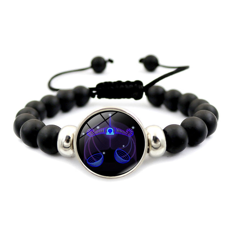 Fashion Charm Element Adjustable String Blue Zodiac Sign Luminous Bracelet